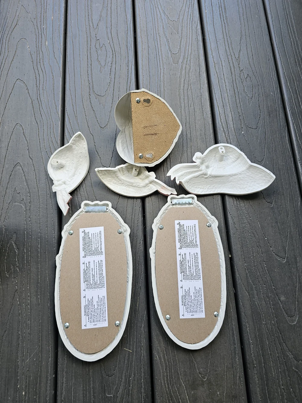 Homco Home Interiors White & Pink Wicker Mirror Basket Hat Wall Hanging Set